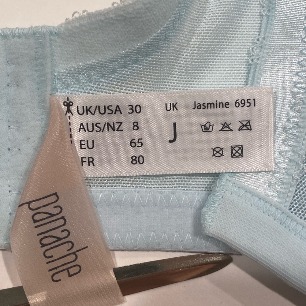 30M (US) Panache Jasmine 6951 Pale Blue Floral Underwire Unlined Lace UK 30J - Picture 2 of 13